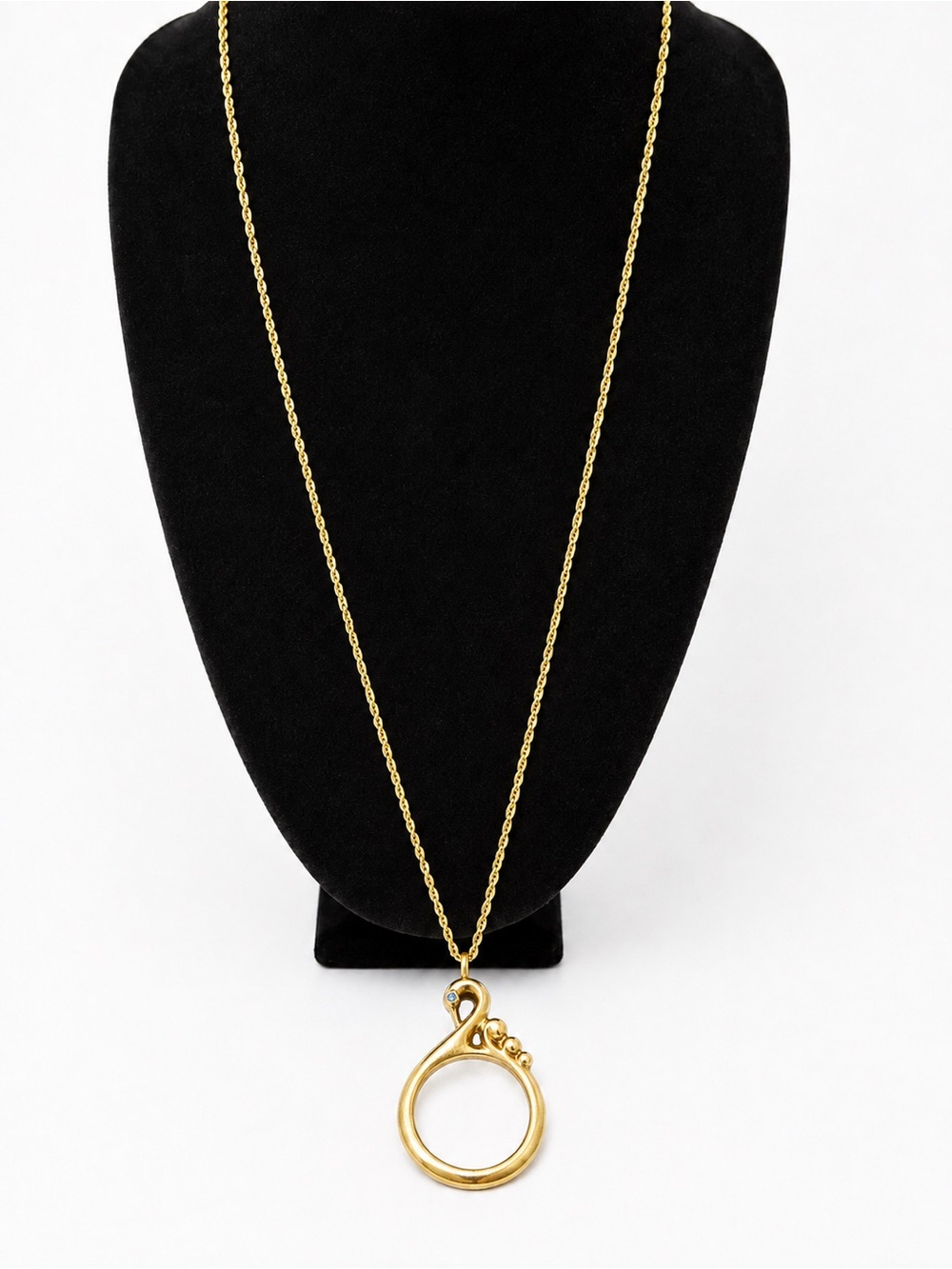 Vintage Avon Swan Magnifying Glass Pendant Necklace (1993–1995)
